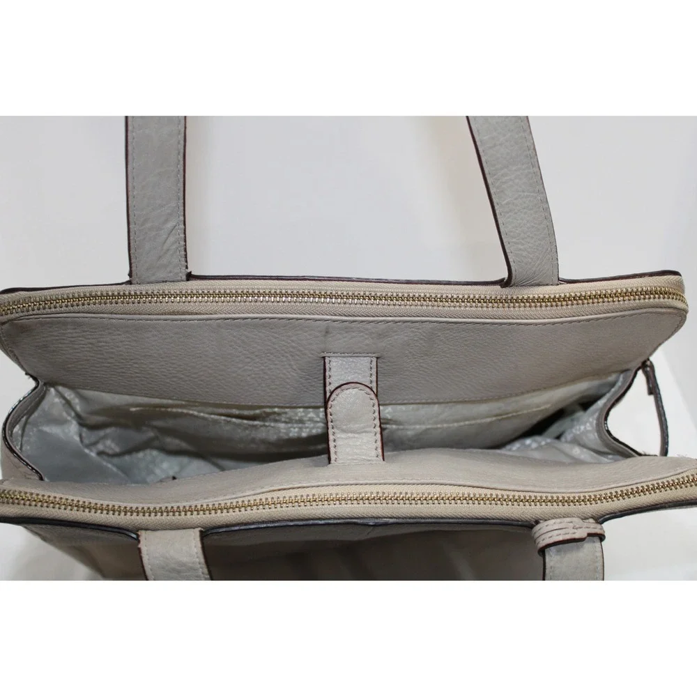 Kate Spade New York Light Gray Pebbled Leather Triple Compartment Tote Bag